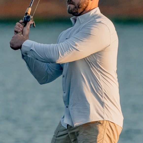 Poncho Original Shirt Mens Large Technical Green Outdoor Fishing Performance - Picture 2 of 13